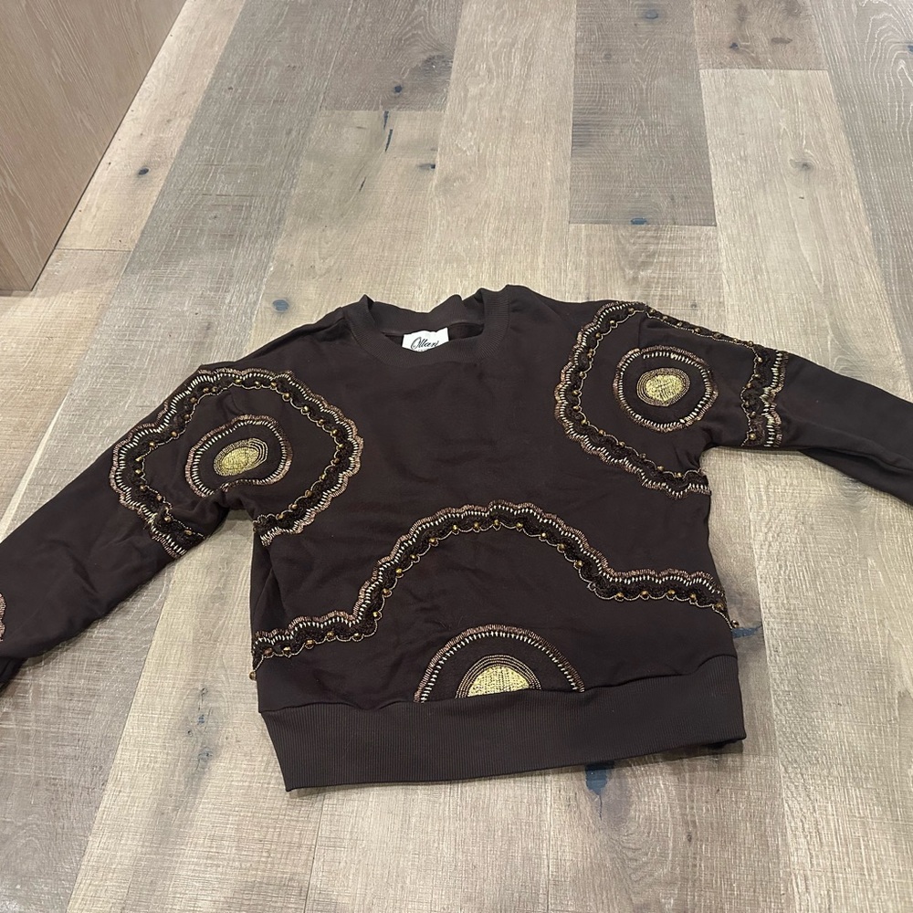 Elegant Brown Sweater with Gold Accents